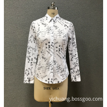 Women's All Over Print Slim Cotton Shirt Blouses